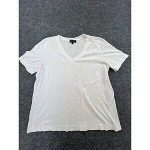 Selected Femme White V-Neck T-Shirt Womens L 100% Organic Cotton Basic Tee